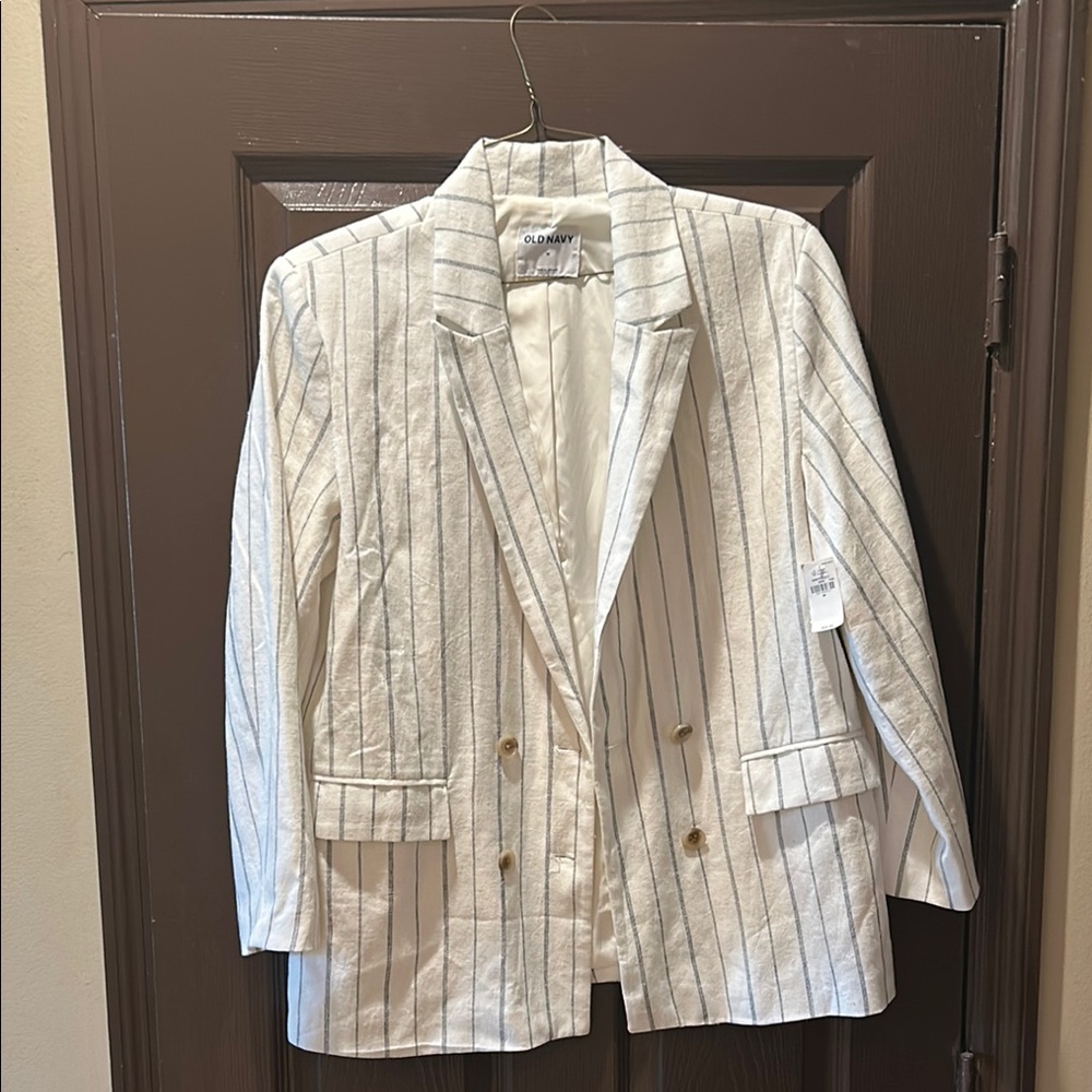 Old Navy White and Gray Blazer Classic Structured Fit